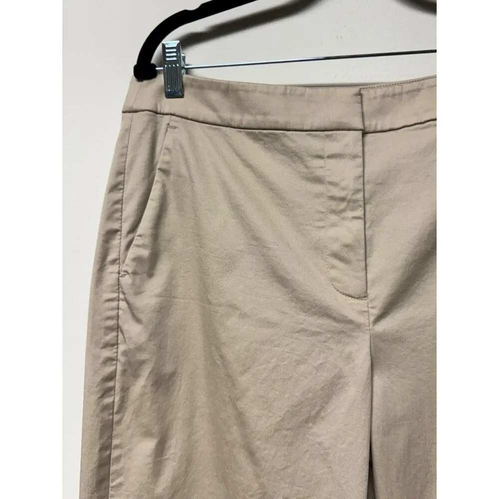 J. CREW Kate Straight Leg Pant, Tan, Cotton Blend, Flat Front, Sz 12 Tall